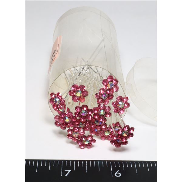 NEW DAINTY PINK AND IRIDESCENT RHINESTONE FLOWER
