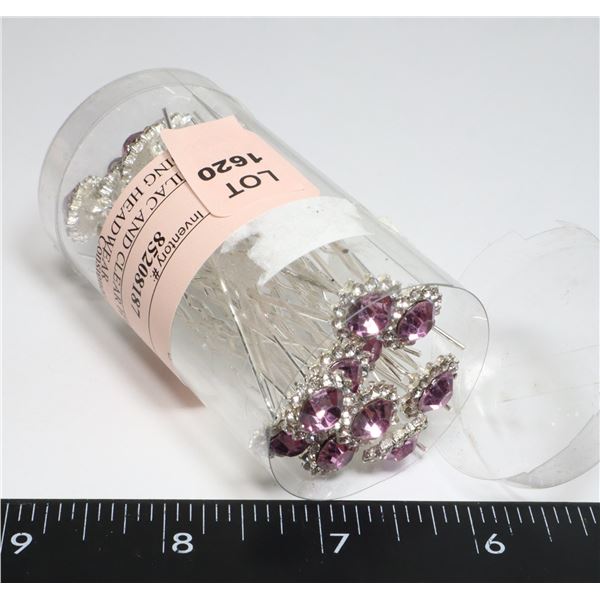 NEW LILAC AND CLEAR HAIR PINS WEDDING HEADWEAR