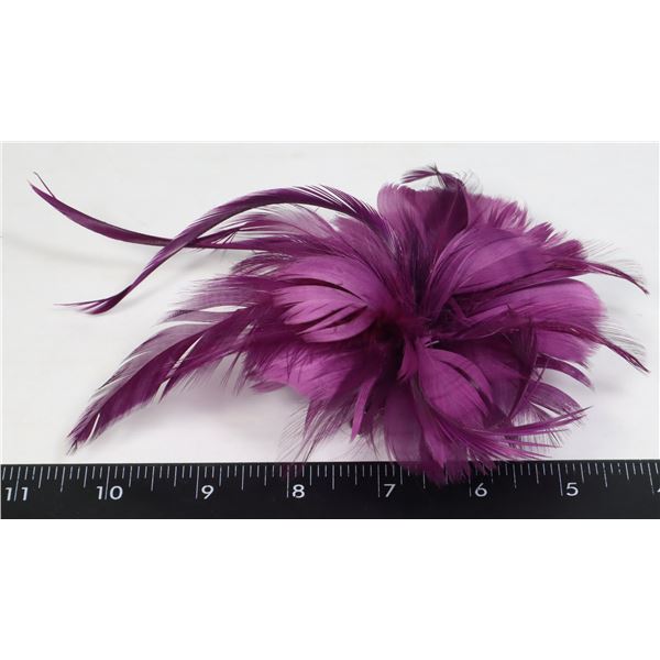 NEW PURPLE FEATHER COCKTAIL PARTY BROOCH