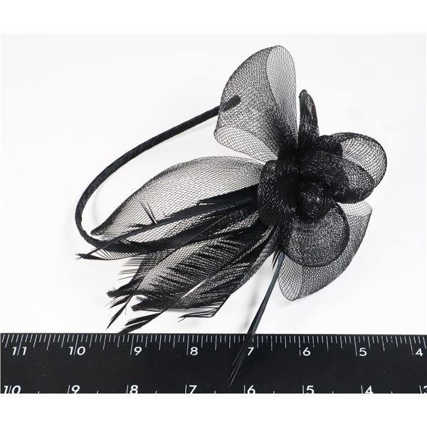 NEW FASCINATOR BLACK FEATHER HAIR BAND