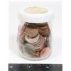 Image 1 : MEDIUM JAR OF CANADIAN ONE CENT COINS WITH KING
