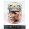Image 1 : SMALL MASON JAR OF VINTAGE CANADIAN ONE CENT
