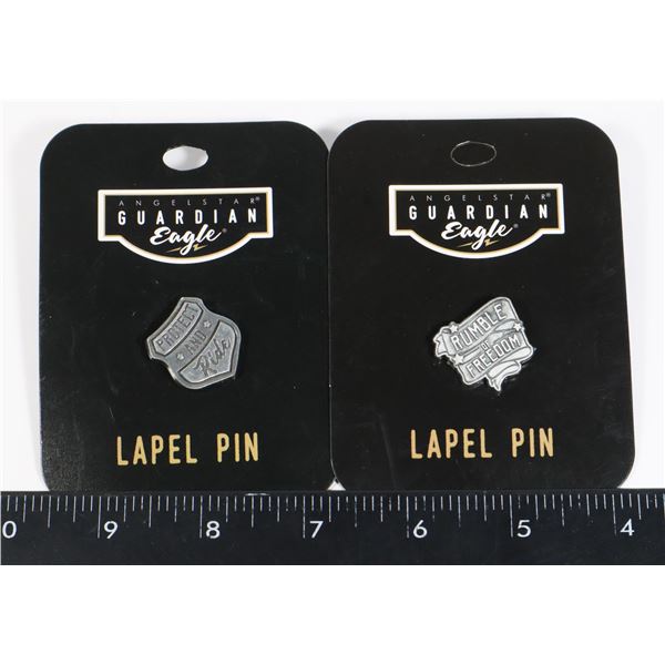 2 BRAND NEW MOTORCYCLE LAPEL PINS “PROTECT AND