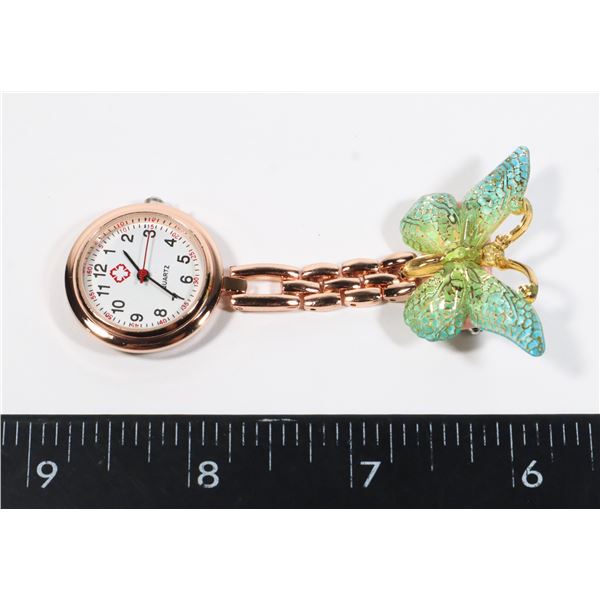 NEW BLUE/GREEN BUTTERFLY NURSES WATCH