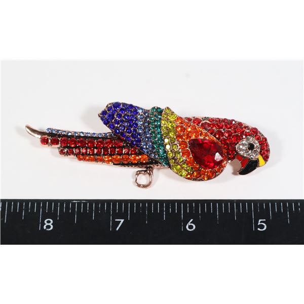 NEW RHINESTONE LARGE PARROT BROOCH
