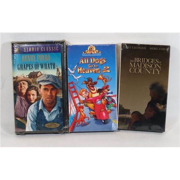 LOT OF THREE FACTORY SEALED VHS. GRAPES OF WRATH