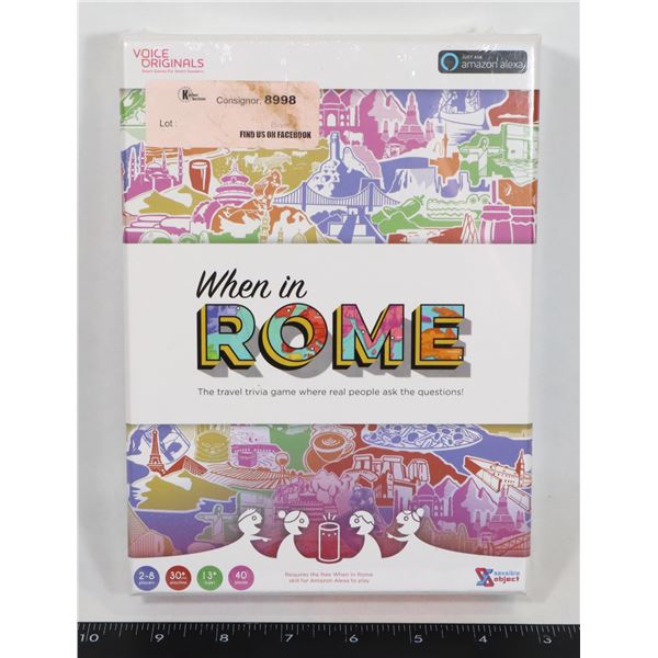 NEW WHEN IN ROME TRIVIA GAME