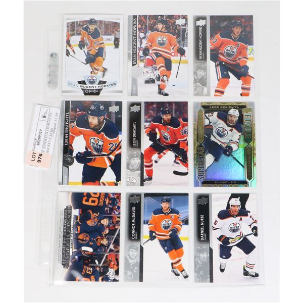 SHEET OF ASSORTED EDMONTON OILERS HOCKEY CARDS