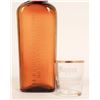 Image 2 : T H Fall Amber Bourbon Bottle and Etched Shot Glass, Rare [184938]