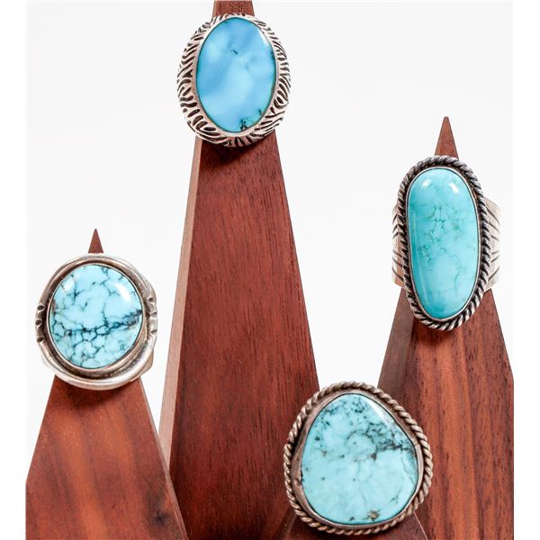 Large Men's Turquoise & Silver Rings (4) [186245]