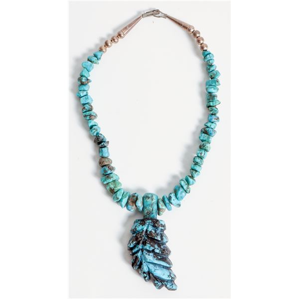 Leekya Style Turquoise Carved Stone Necklace [186069]
