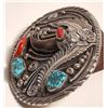 Image 8 : Matching Men's Navajo Silver, Turquoise, Coral, Belt Buckle and Ring [186474]