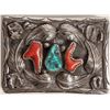 Image 2 : Matching Men's Silver Buckle and Silver Turquoise Ring [186512]