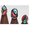 Image 1 : Men's Turquoise & Coral Silver Rings (3) [186428]