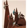 Image 2 : Turquoise & Coral Silver Rings with Leaf Patterns (5) [186581]