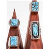 Image 1 : Turquoise Rings with Spider Pattern Stones Four [186127]