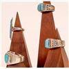 Image 2 : Zuni Channel Inlay Turquoise Silver Rings (4) [185490]