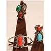 Image 2 : Navajo Coral Bracelet with Coral and Turquoise Rings (2) [186215]