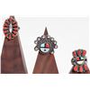 Image 1 : Zuni Inlay Rings (2) and Coral Ring (1) [186214]