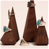 Image 2 : Zuni Spiderweb Turquoise Inlay Rings Five  [186131]