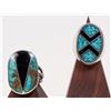 Image 1 : Zuni Turquoise & Onyx Rings (2) [186572]