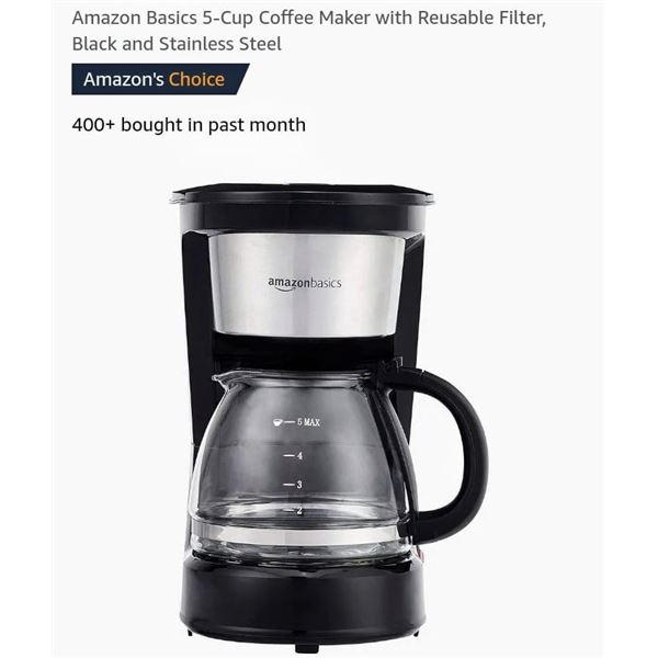 Amazon basics 5 cup coffee maker with reusable filter