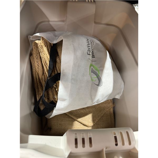 Burlap socks with Bin with lid