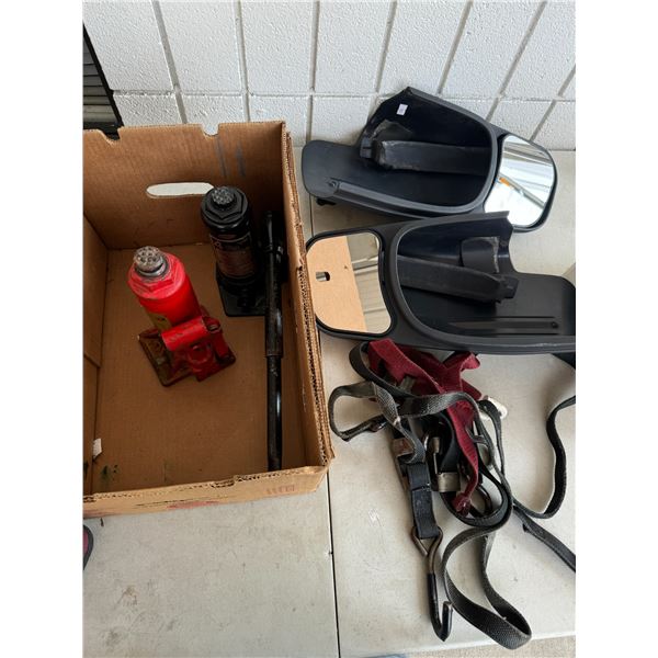 Bottle jacks mirrors, and straps
