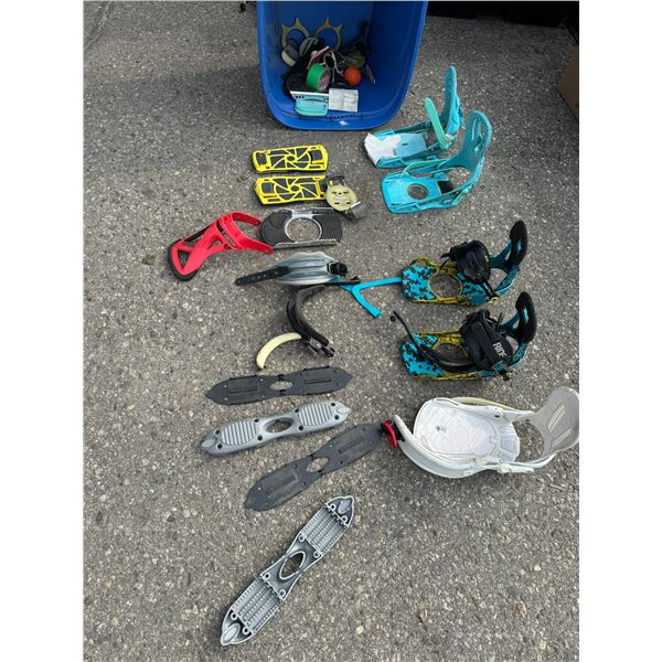 Snowboard binding parts, etc.