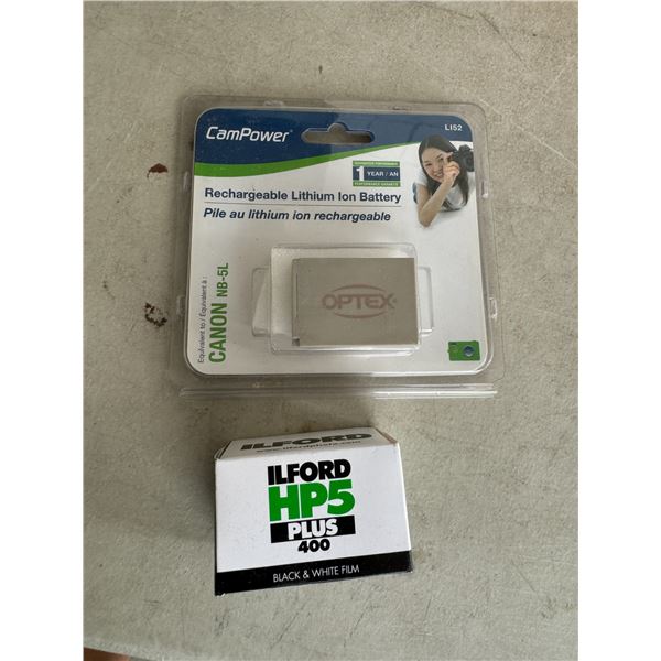 Black and white film and campower rechargeable lithium Ion battery