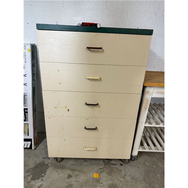 Cabinet with drawers on wheels