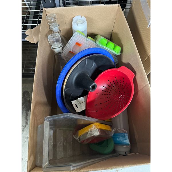 Kitchen items, decanters, ice, trays, etc.