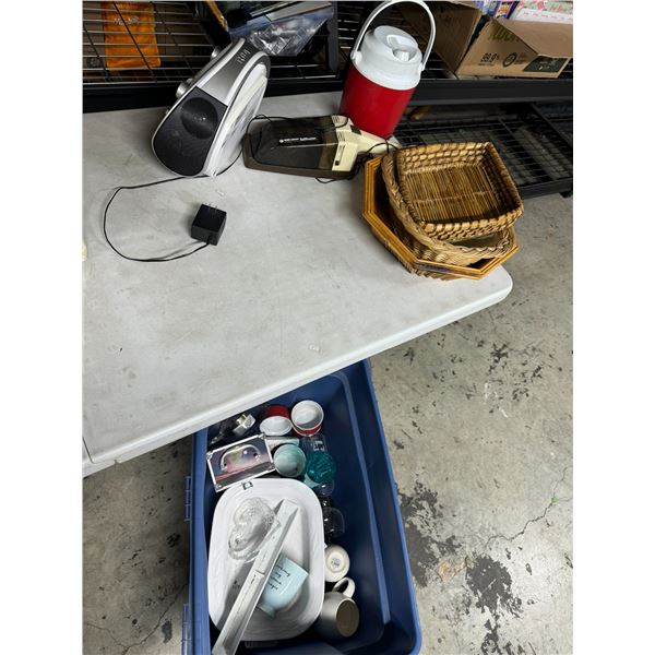 Kitchen items spill, Buster RCR baskets cooler