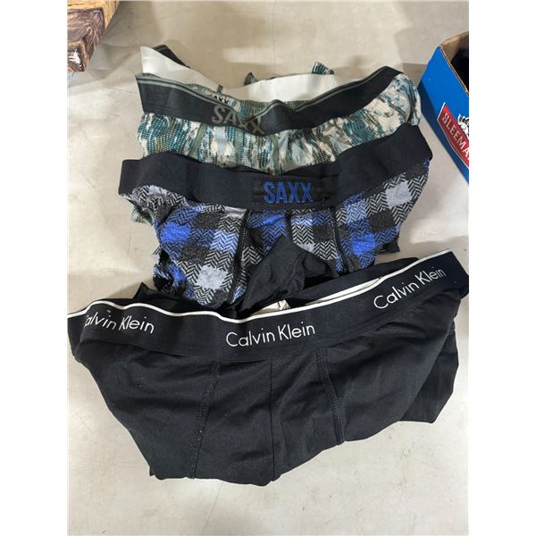 4 pair Saxx , one Calvin Klein xl