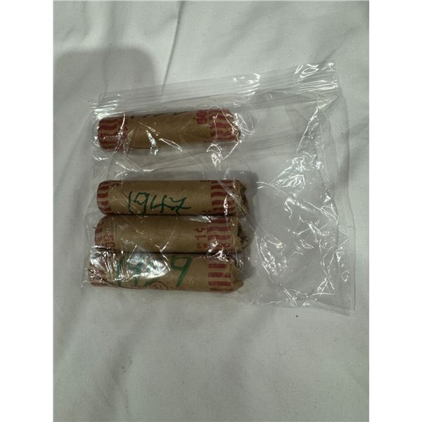 1941, 1947, 1950, 1959 rolls Canadian pennies