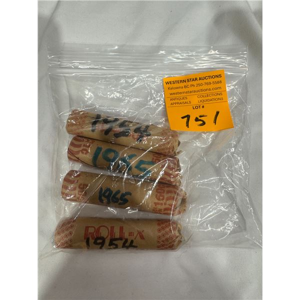 19541954, 1965, 1965, rolls, Canadian pennies