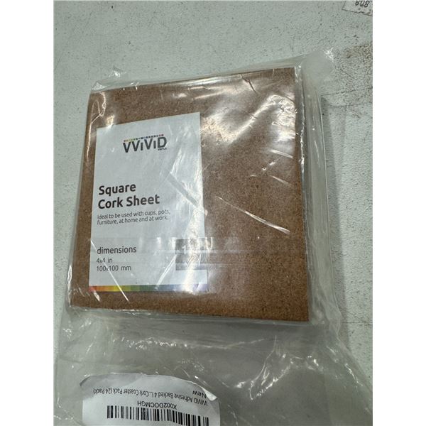 Square cork sheets, 4" x 4" 12 pieces