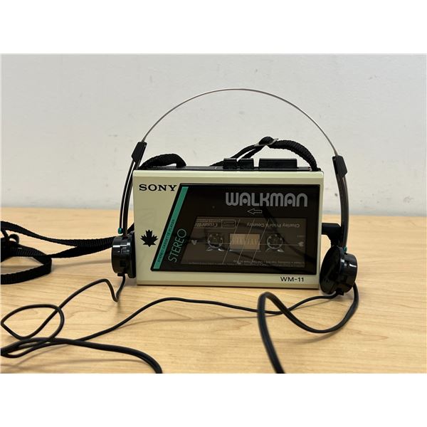 Vintage Sony Walkman WM-11 Stereo Cassette Player with Headphones & Carry Strap