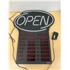 Image 1 : Electric Light Up Open Sign with Business Hours - Powers up - Approx: 25.5x19.5"
