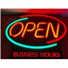 Image 2 : Electric Light Up Open Sign with Business Hours - Powers up - Approx: 25.5x19.5"
