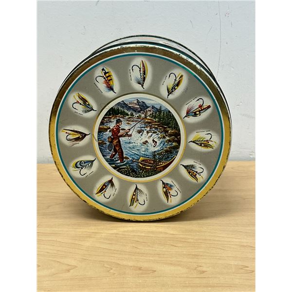 Vintage Peek Frean & Co. Fishing Theme Biscuit Tin - Approx: 8"W 4"T