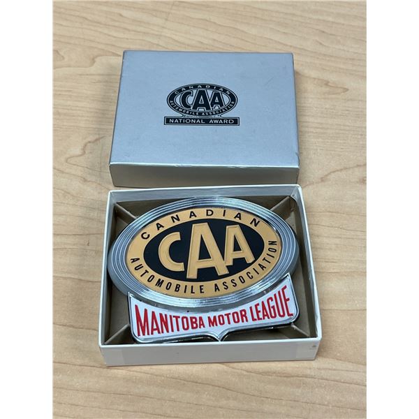 Vintage Manitoba Motor League CAA Metal Plaque Emblem - about 4.5"W
