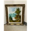 Image 1 : Nice Original Framed Forest / Lake Theme signed "S. Neal" - Approx: 26.5x22.5"