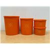 Image 1 : Vintage Orange Tupperware Canister Set with Lids - nice overall - largest 7"W 8.5"T