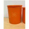 Image 2 : Vintage Orange Tupperware Canister Set with Lids - nice overall - largest 7"W 8.5"T
