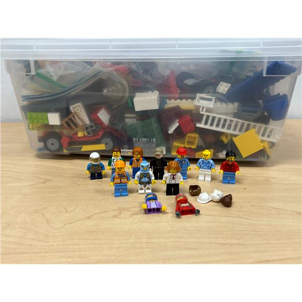 Lot of Lego Pieces & Minifigs as pictured - container approx: 16x10 and 6"T