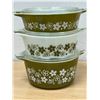 Image 2 : 3 Pyrex Crazy Daisy Round Casseroles & Lids - Largest 1 Qt - nice overall