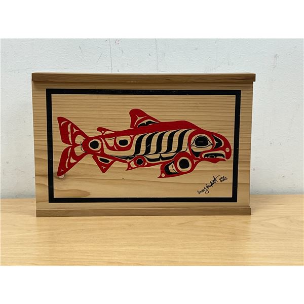 Corey Bulpitt West Coast Haida Decorative Wood Storage Box - 10.5x7x1.5"