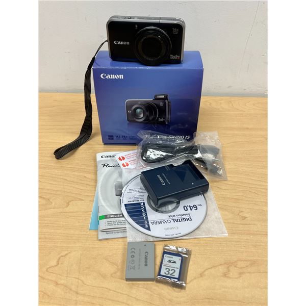 Canon Power Shot SX210IS Digital Camera 14.1 Megapixel 14X wide zoom & Accessories, powers up