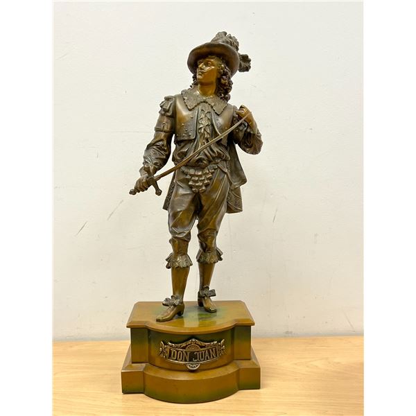 Vintage 21" Metal (Bronze Look) Don Juan Sculpture Statue - larger 21" - see all photos